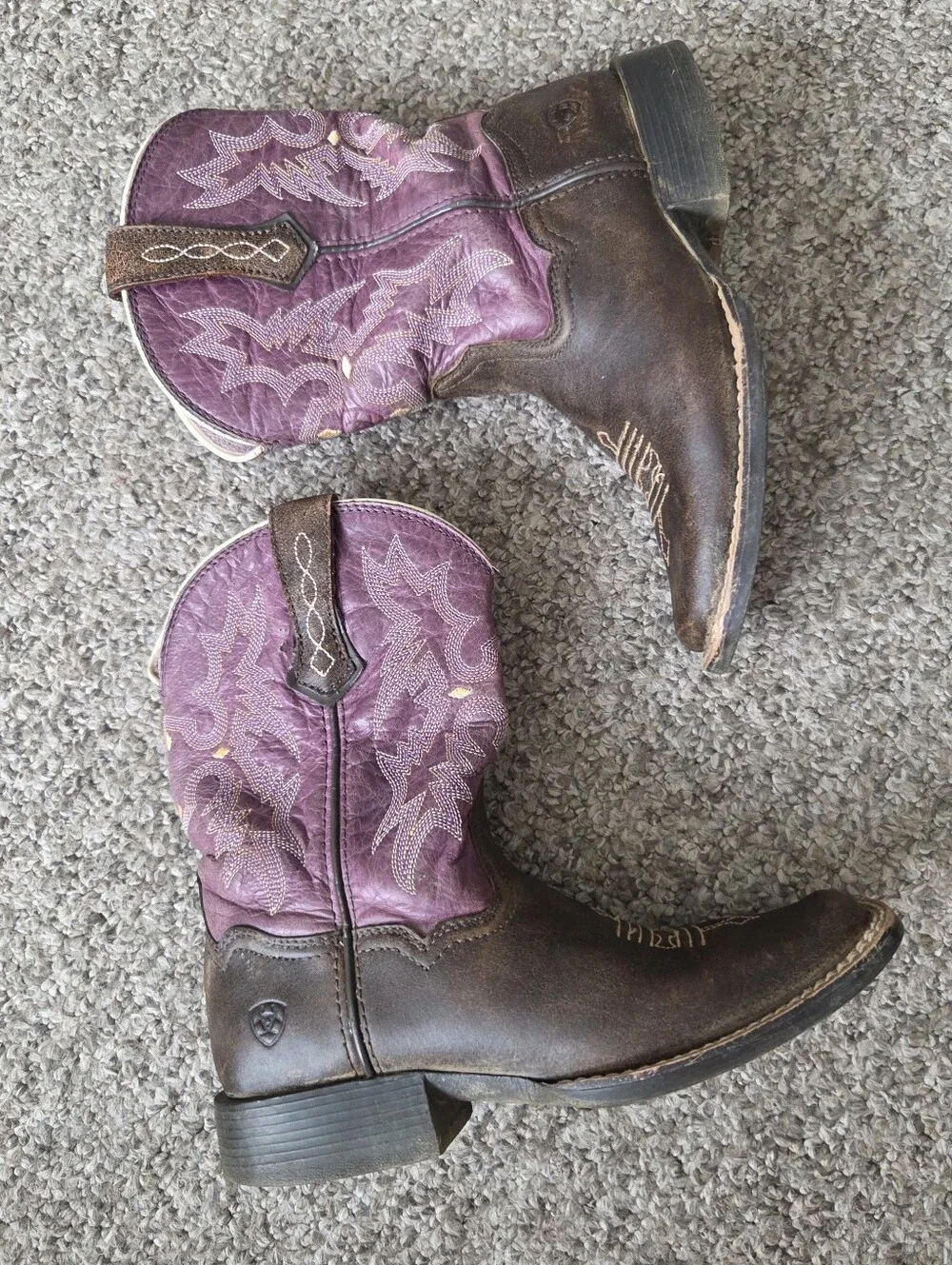 Ariat 'Tombstone' Boots Youth Kids Size 1 Square Toe Cowboy Western Plum Purple
